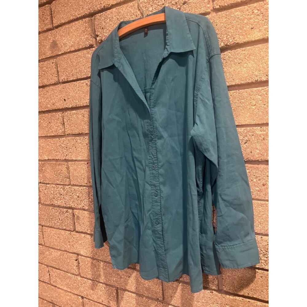 Eileen Fisher Womens Blue Button-Up Shirt L - Picture 2 of 9